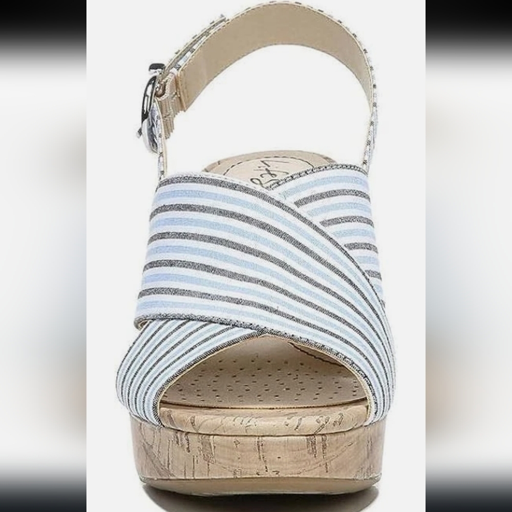 Life Stride Striped Sandals with Cork Heel Size 9 WIDE - Picture 2 of 6